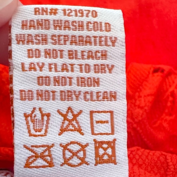 Flying tomato Small Red short tiered ruffle bell sleeve crocheted mini dress - Picture 11 of 11